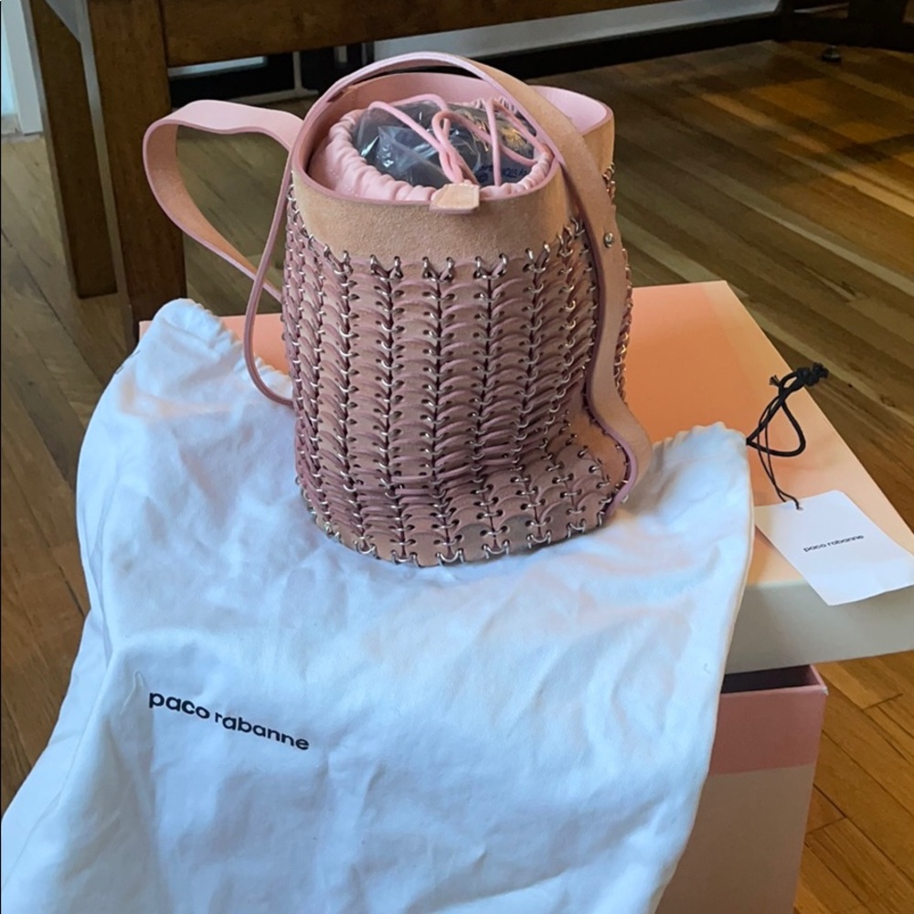 Paco Rabanne Pink Suede Bucket